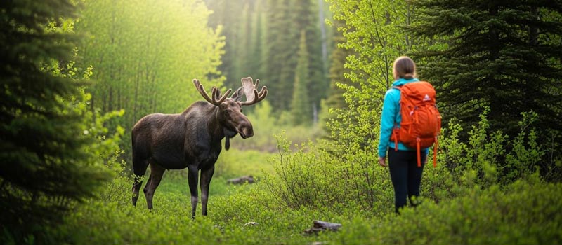 En älgtjur i den svenska skogen
