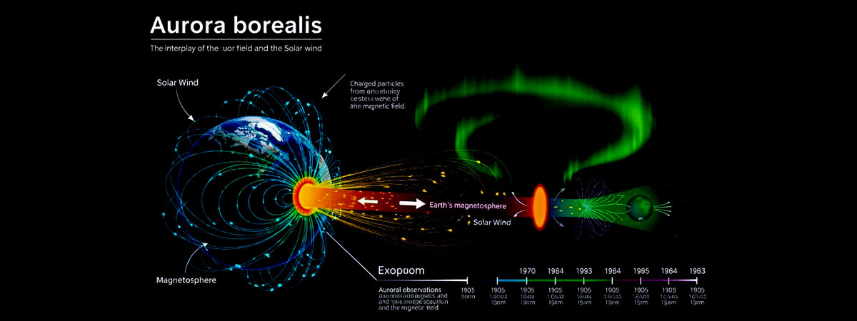 Grafik, die den Sonnenwind und das Magnetfeld der Erde zeigt