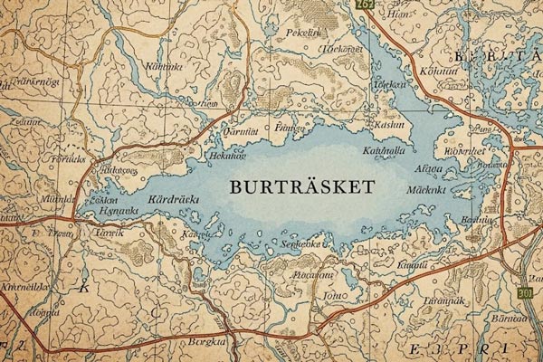 Ausschnitt einer Landkarte der Region Burträsk